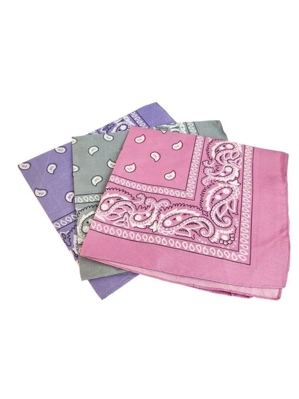 Pink Purple Gray Colorful Bandanas 21x21 Inch Square Western Style